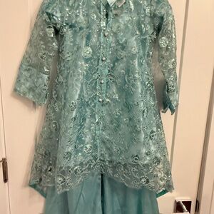 Girls Pakistani Lace Embroidered Shalwar Kameez